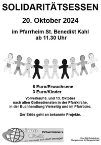 Einladung Solidaritätsessen des Eine-Welt-Arbeitskreises Kahl